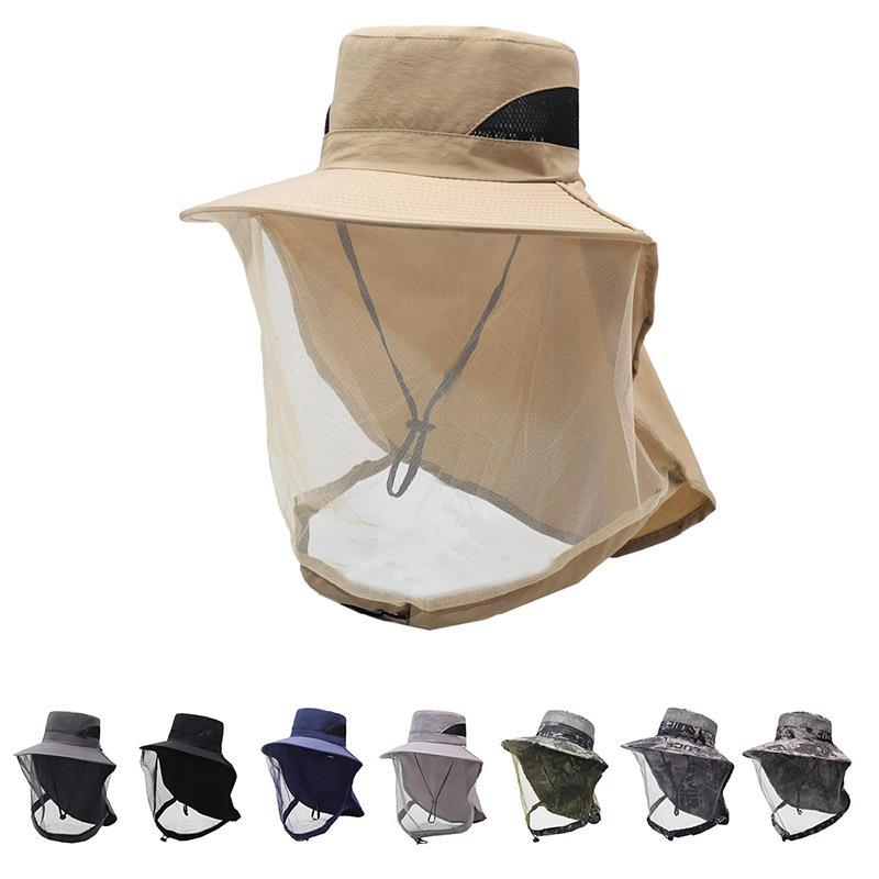 Fishing Mask Sun Protection - قبعة واقية من البعوض للاستخدام الخارجي،