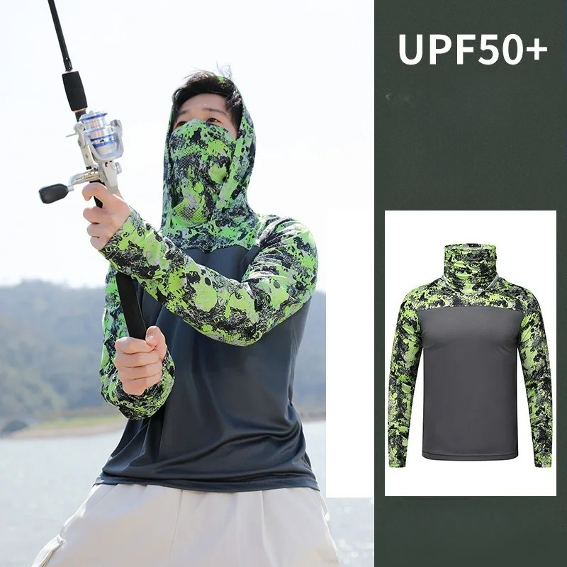 قميص صيد للرجال بغطاء رأس، ملا - مراجعة Fishing Mask Sun Protection وسعره