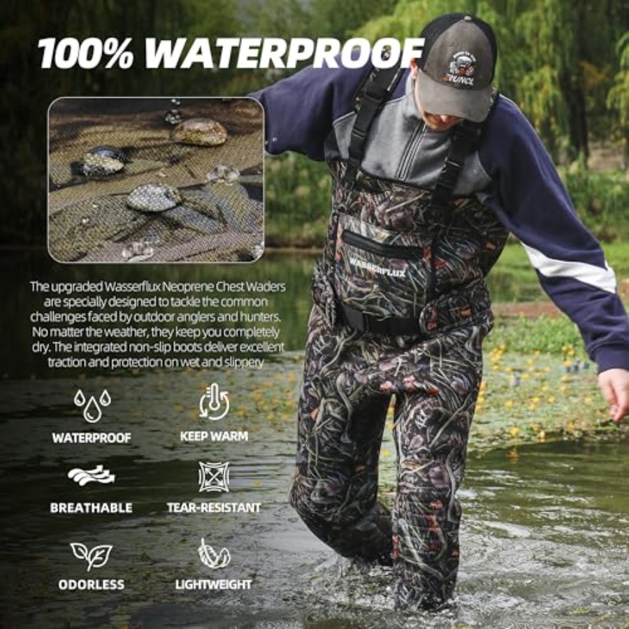 ملابس صيد السمك للرجال: مقاومة - مراجعة Fishing Waders وسعره